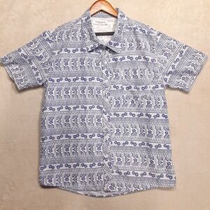 Ingear Resort Mens Aloha Floral Print Button Shirt Sz.L/Blue/SS/Hawaiian/RN98598